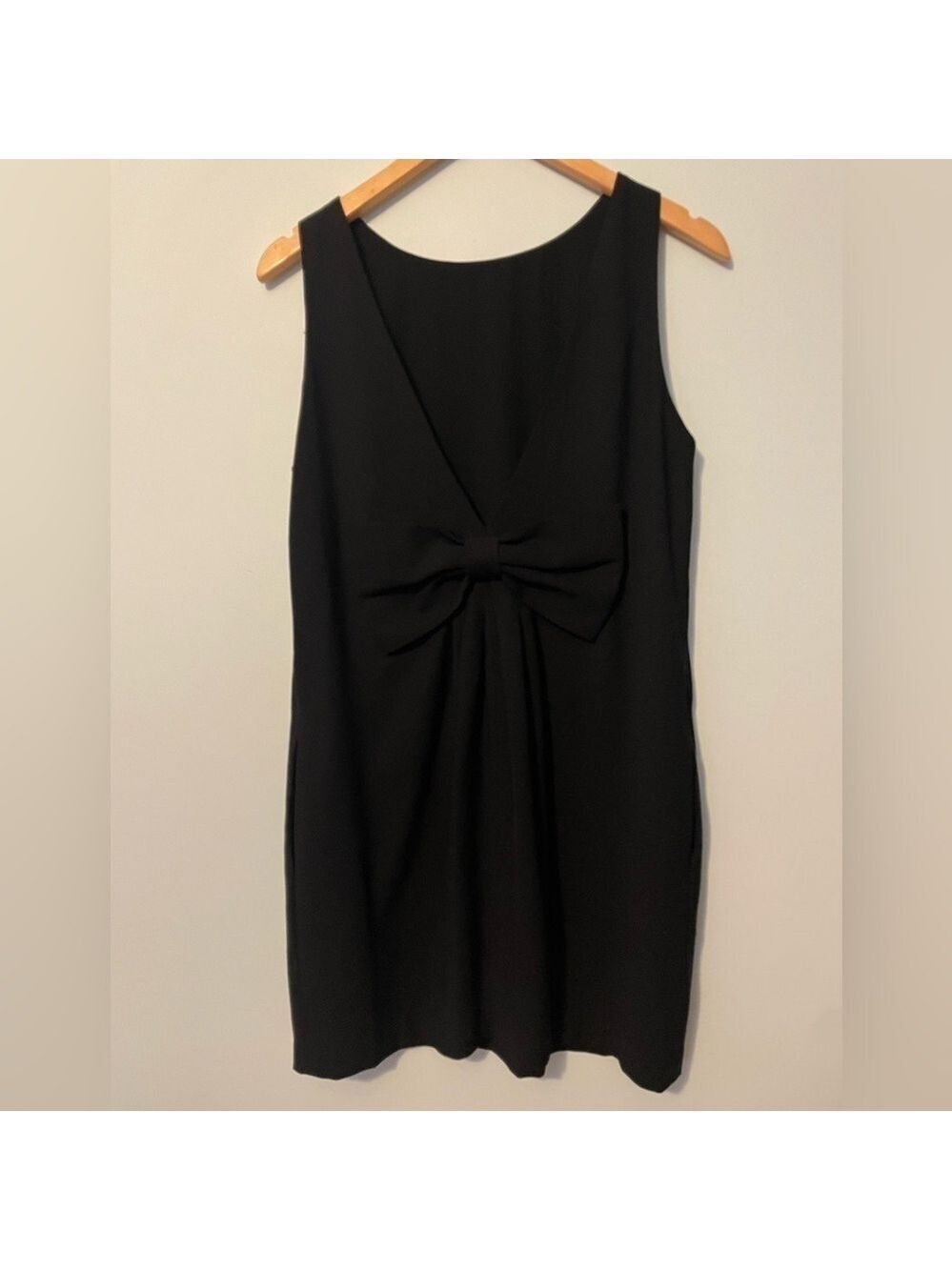 FRNCH Sheath Dress Bow Back Accent Medium Black